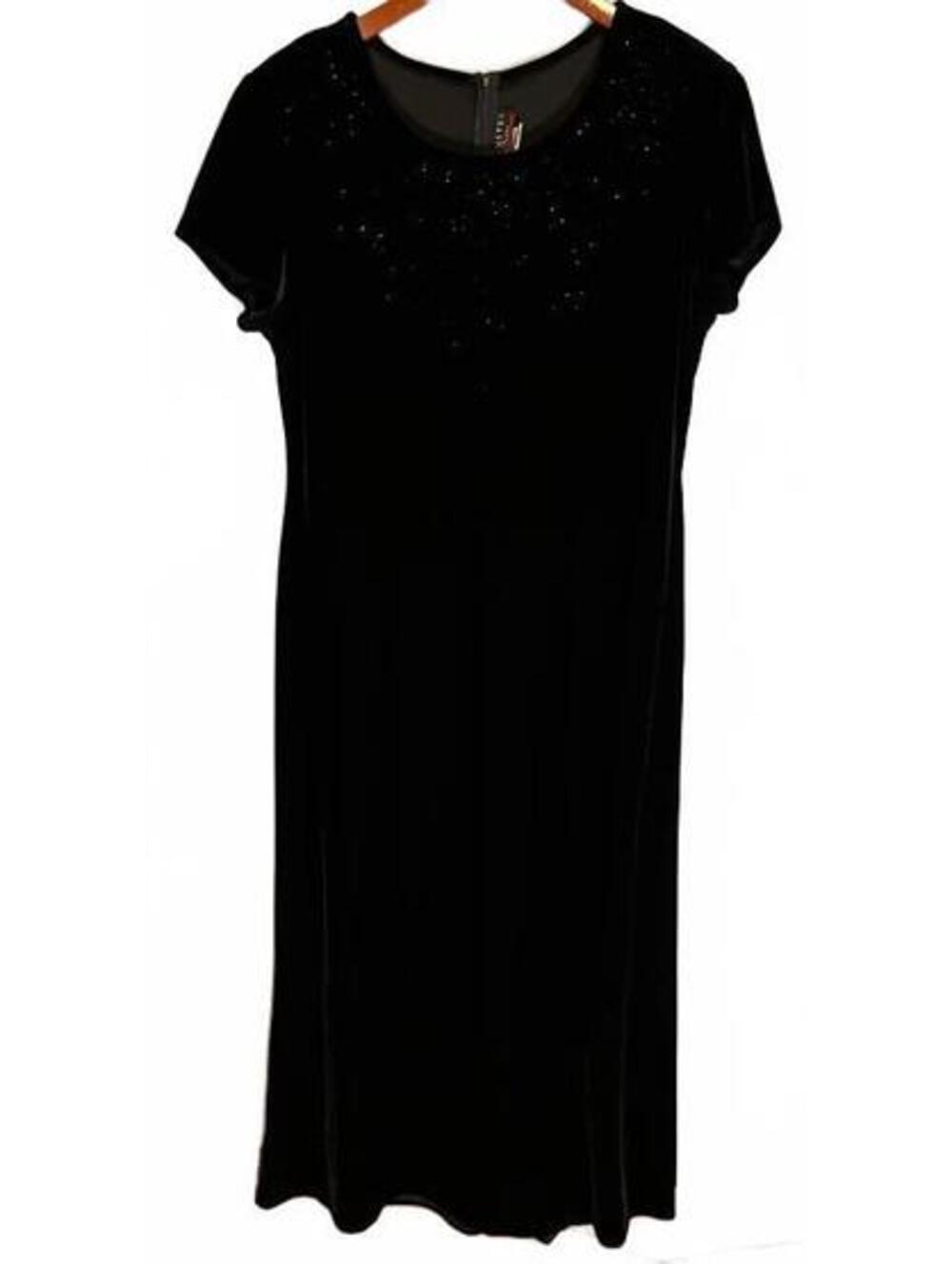 Vintage 90s velvet maxi sparkle witchy whimsy goth short sleeve dress